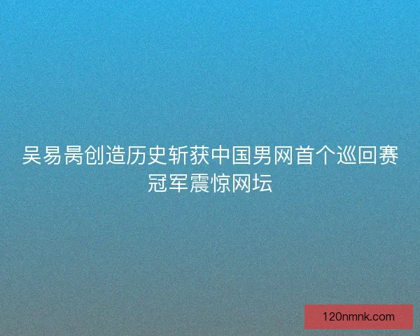 吴易昺创造历史斩获中国男网首个巡回赛冠军震惊网坛